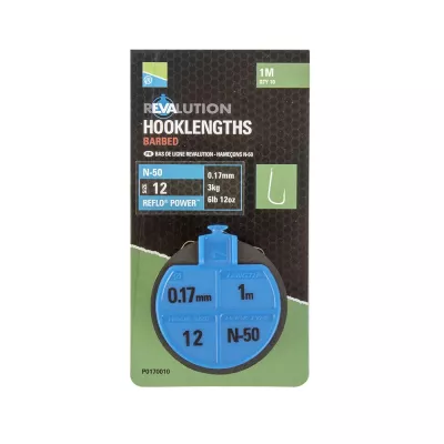 PRESTON Revalution Hooklengths - N50 Size 10 — N50 12