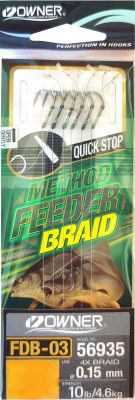 OWNER Method Feeder Haken mit geflochtener Schnur und Quick Stop, #6 — 6