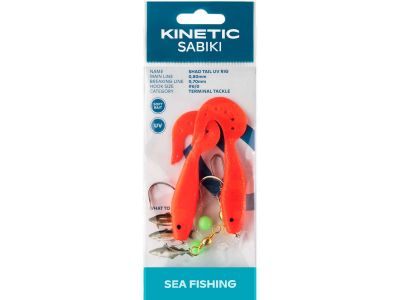 KINETIC Sabiki Shad Tail UV #6/0 Glow/Yellow Dorschvorfach — 6/0 Rot-Glitter
