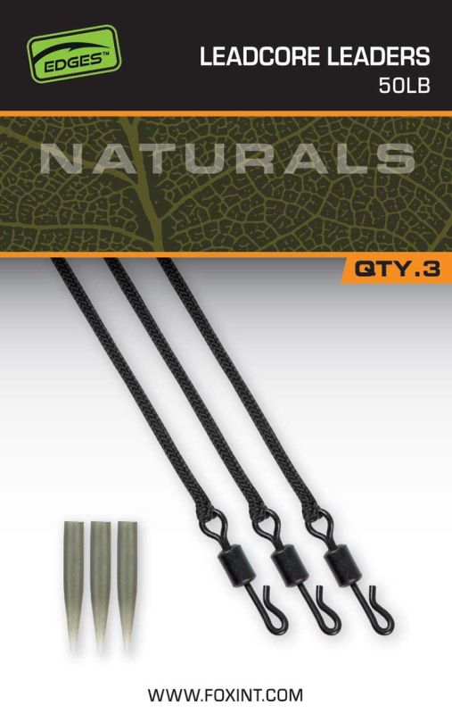 FOX Edges Kwik Change lead clip Tubing Rigs — 50 Leadcore Leaders