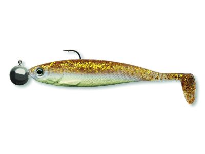 CORMORAN Action Fin Shad RTF 10cm UVL Gummifisch montiert — 10.0 golden seed