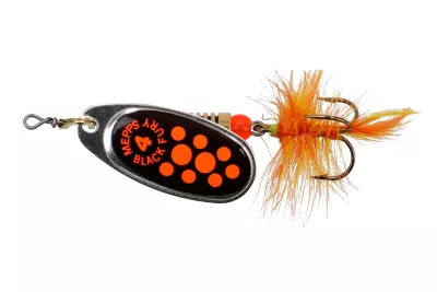 MEPPS Black Fury YD Gr. 1 SB Spinner — 1 Black - Orange Fly