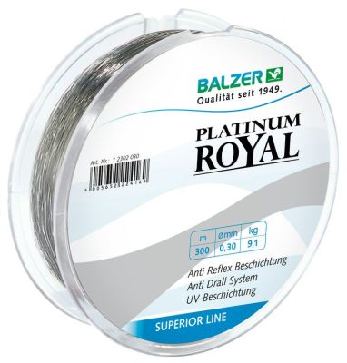 BALZER Platinum Royal 0,22mm 300m, monofile Angelschnur, mono line — 300 hellgrau 0.25