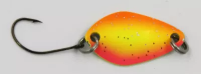 EFT Trout Swift Spoon 2.2g orange white glitter — yellow clown glitter 2.20