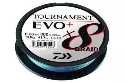 DAIWA Tournament X8 Braid Evo+ multi-color 0.16mm 12.20kg 1000m — 300 multi color 0.14