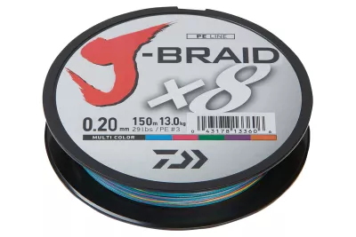 DAIWA J-Braid X8 dark green 0.06mm 5.0kg 150m, geflochtene Angelschnur — 150 multi color 0.10