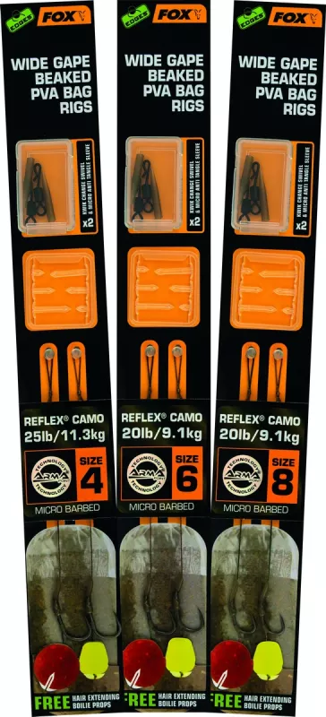 FOX Edges Wide Gape Beaked PVA Ready Rigs - 20lb Size 8 — 4
