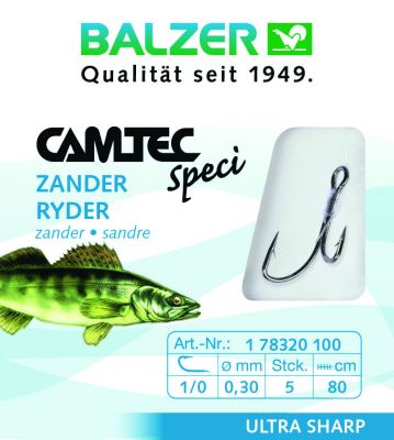 BALZER Camtec Zander Ryderhaken brüniert 80cm 2 Größe 2 5st — 1/0