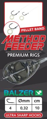 BALZER Premium Method Feeder Haken mit Speer, 4 /0,32mm, 10cm 5st — Pelletband 4