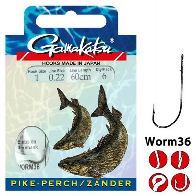 GAMAKATSU Hook Worm 36 1 SPR Black — 1