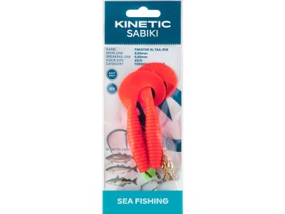KINETIC Sabiki Twister XL Tail #8/0 Blue/Silver Dorschvorfach — 8/0 Red/Black/Gold