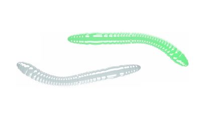 LIBRA LURES Fatty D'Worm Tournament 55 Cheese 031-olive 12st, Forellenköder, schwimmend und aromatisiert — 5.50 Glow UV Green Cheese