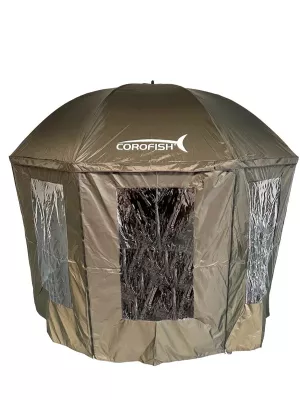 COROFISH Schirmzelt 240cm 210D PU mit Reißverschluss 180° Seitenteil — 300 / 360