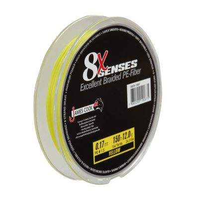 James Cook 8X Senses Braid 0,15mm 150m green 10kg geflochtene Angelschnur — 150 yellow 0.27
