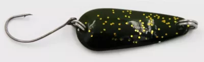 EFT Trout Wiggle Spoon 3g green yellow glitter — olive black gold-glitter 3.00