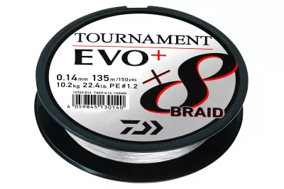 DAIWA Tournament X8 Braid Evo+ multi-color 0.16mm 12.20kg 1000m — 135 weiss 0.10