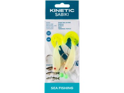 KINETIC Sabiki Shad Tail UV #6/0 Glow/Yellow Dorschvorfach — 6/0 Glow-Yellow
