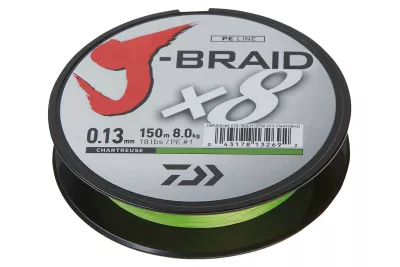 DAIWA J-Braid X8 dark green 0.06mm 5.0kg 150m, geflochtene Angelschnur — 1500 chartreuse 0.28