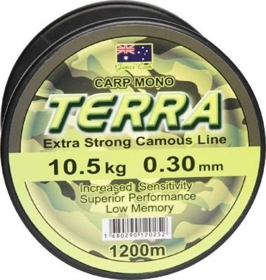 James Cook Terra Carpmono 0,25mm 7,2kg 3000m, monofile Angelschnur, mono line — 1200 camou 0.25