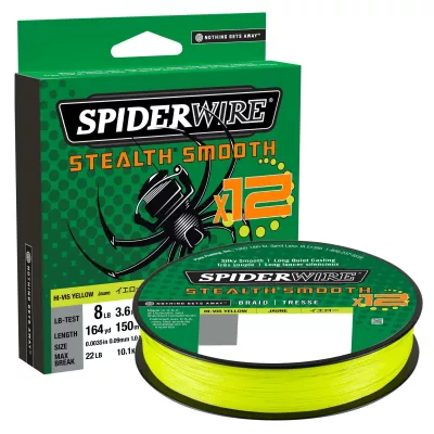 SPIDERWIRE Stealth Smooth 12 Braid 0,19mm 2000m HI-Vis Yellow 18,0kg geflochten — 150 Hi-Vis Yellow 0.19