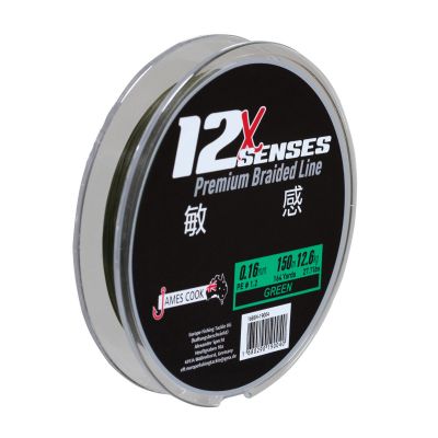 James Cook 12X Senses Premium Braid 0,20mm 1500m yellow 16,8kg geflochten — 150 green 0.16