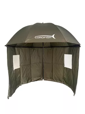 COROFISH Schirmzelt 240cm 210D PU mit Reißverschluss 180° Seitenteil — 240 / 180