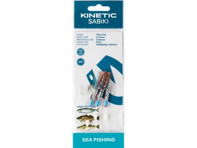 KINETIC Sabiki Trio #2/0 White Flash Dorschvorfach — 2/0 rot-blau