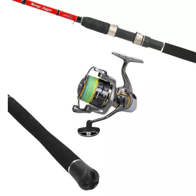 Norge Jigger 2,20m 2pcs 50-250g Seafisher 5000 Braid inklusive 0,23 mm IOX 8X Braid Pilk Combo — Jig 250 2.20