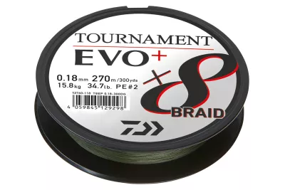 DAIWA Tournament X8 Braid Evo+ multi-color 0.16mm 12.20kg 1000m — 135 dark-green 0.16