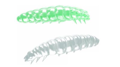 LIBRA LURES Larva 30 Cheese 001-White 15st, Forellenköder, schwimmend und aromatisiert — 2.50 Glow UV Green Cheese