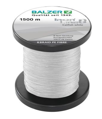 BALZER Iron Line 8 Catfish 300 m - grün 0,50mm 51,3kg, geflochtene Angelschnur — 1500 weiß 0.60