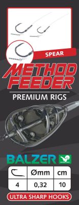 BALZER Premium Method Feeder Haken mit Speer, 4 /0,32mm, 10cm 5st — Speer 4