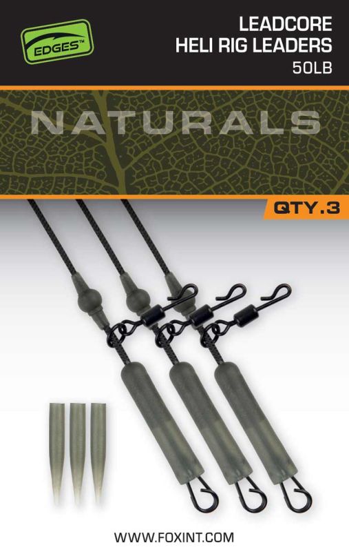 FOX Edges Kwik Change lead clip Tubing Rigs — 50 Leadcore Heli Rig