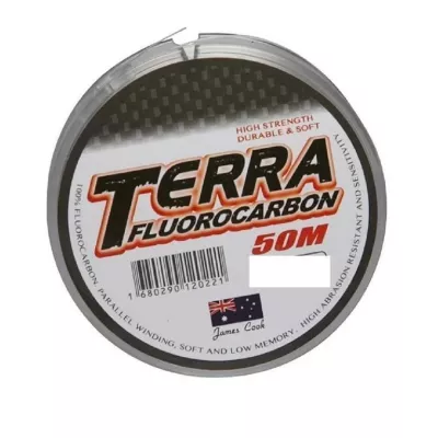 JAMES COOK Terra fluorocarbon 0,22mm 5,6kg 50m, Angelschnur, Vorfachschnur — 50 klar 0.31