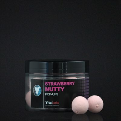 VITALBAITS Pop-ups STRAWBERRY NUTTY 14 mm Washed Out Pink 50 gr. — 14.0 Strawberry Nutty