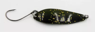 EFT Trout Wave Spoon 3.5g orange yellow glitter — olive black gold-glitter 3.50